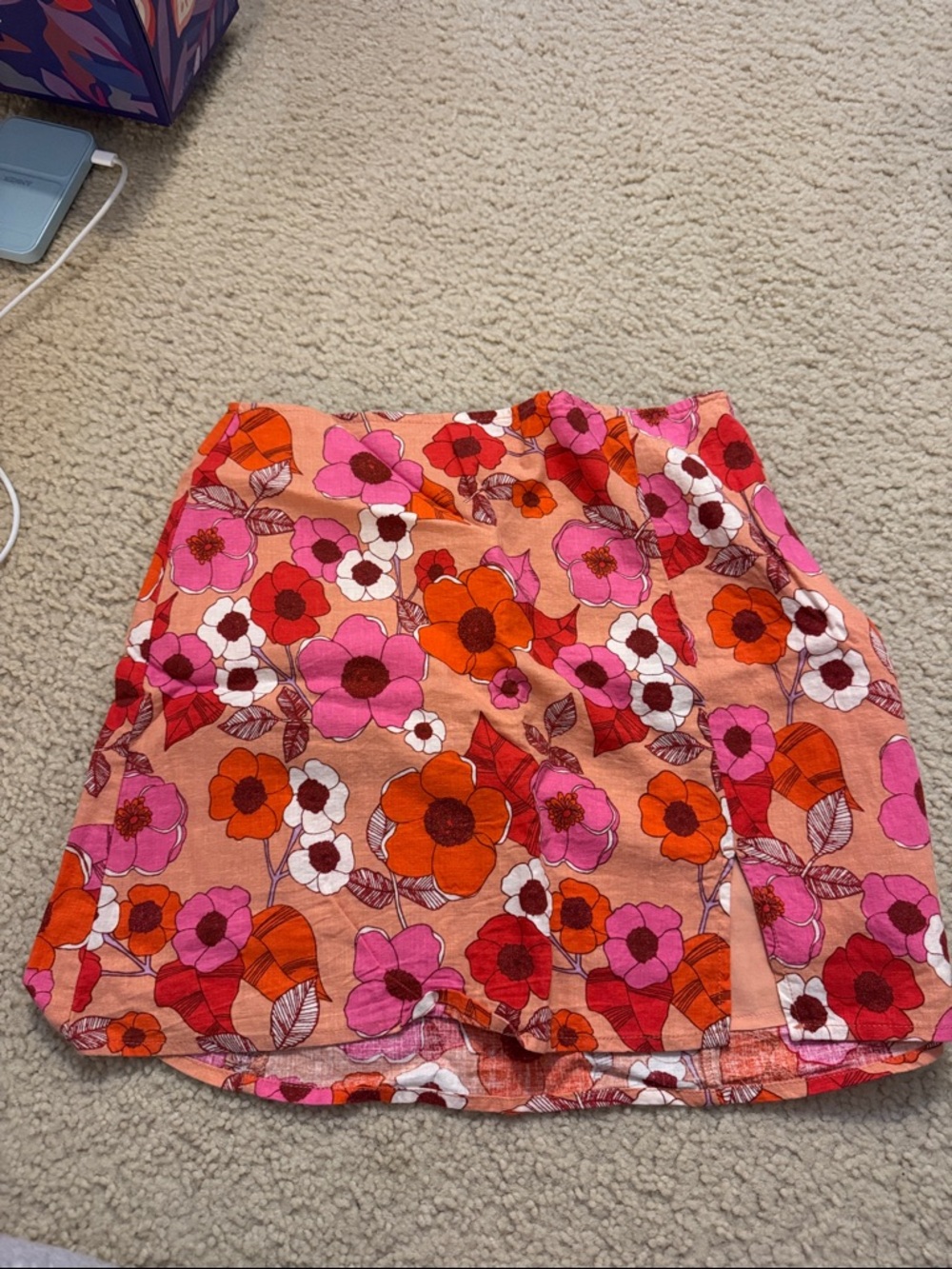 Urban Outfitters Floral Mini Skirt - Pink & Orange & Red